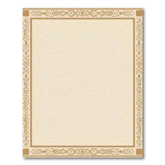 Golden Ochre Geometric Border Rug
