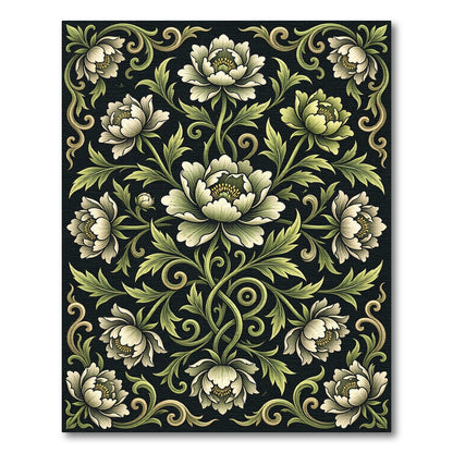 Ethereal Cream Peony Vine Swirl Rug