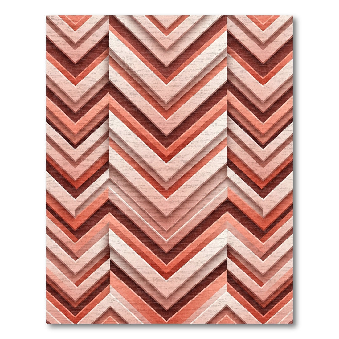 Terracotta Chevron Layered geometric Rug