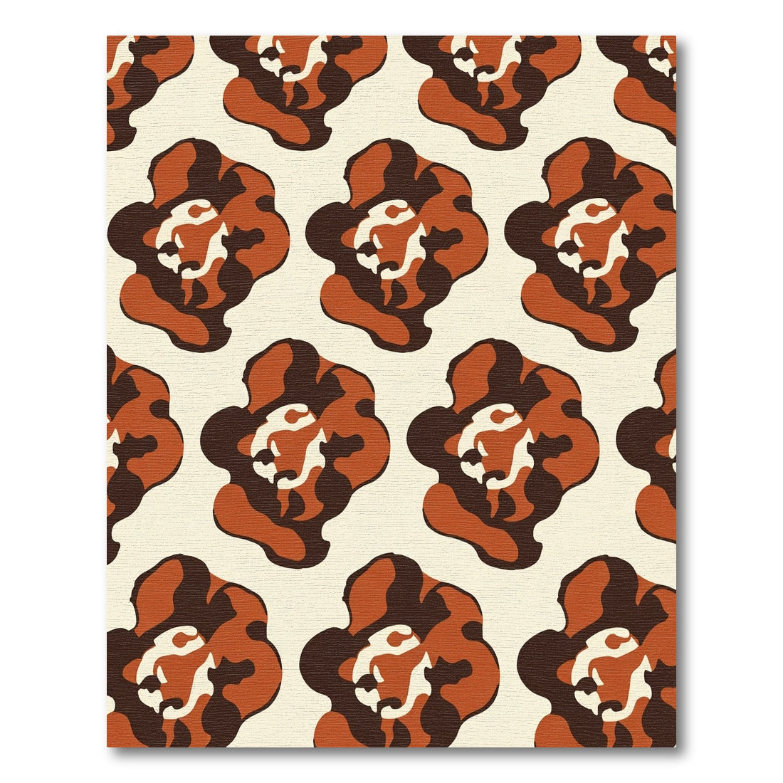 Terracotta Brown Abstract Floral Rug