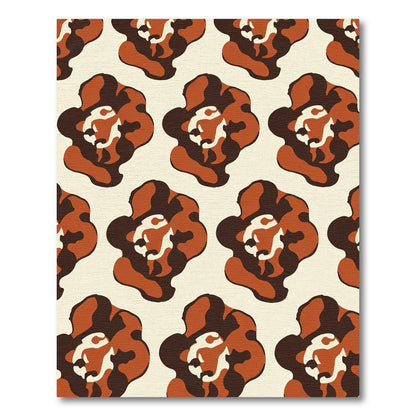 Terracotta Brown Abstract Floral Rug