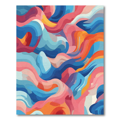 Vibrant Abstract Swirls Coral Blue Rug