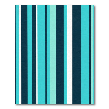 Aqua Navy White Vertical Stripe Rug