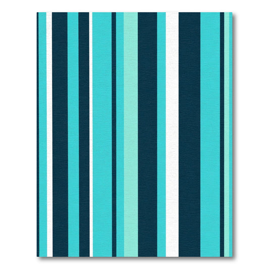 Aqua Navy White Vertical Stripe Rug