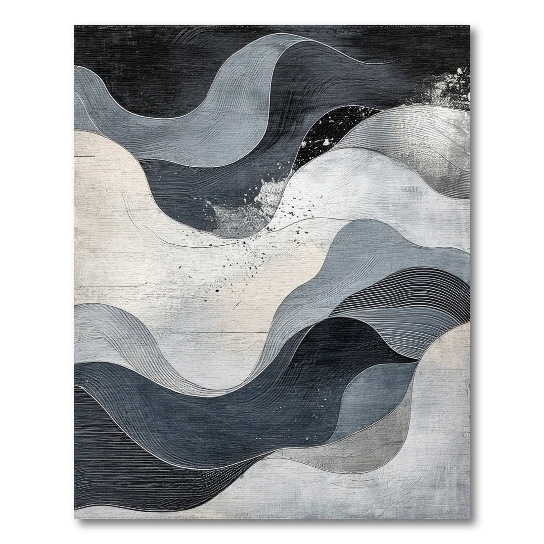 Abstract Area Black and White Abstract Wave Black White Area Rug