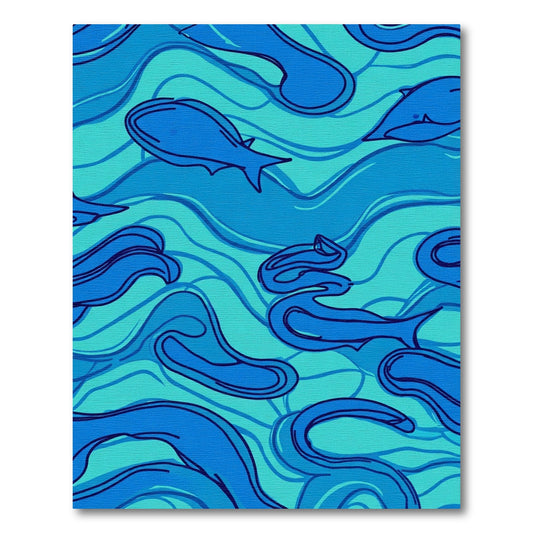 Deep Blue Ocean Fish Graphic Rug