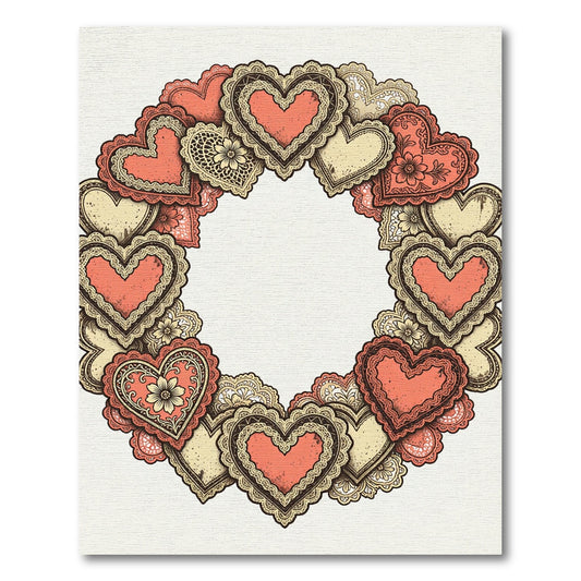 Coral Lace Heart Garland Rug
