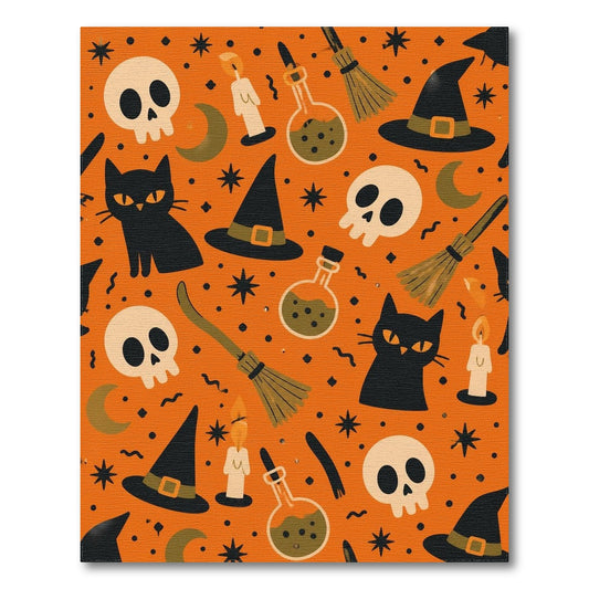 Orange Halloween Cartoon Area Rug