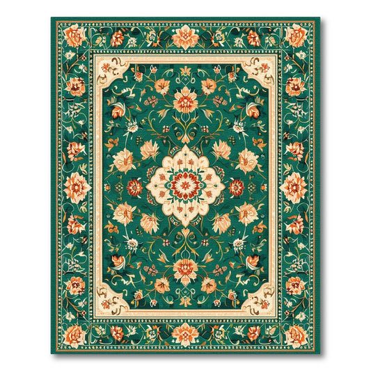 Floral Vintage Emerald Green Floral Medallion Area Rug