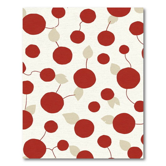 Red and Beige Circles Branching Accents Rug