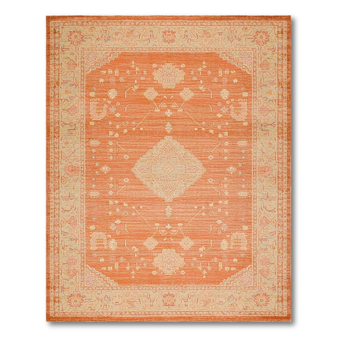 Orange Distressed Vintage Medallion Area Rug