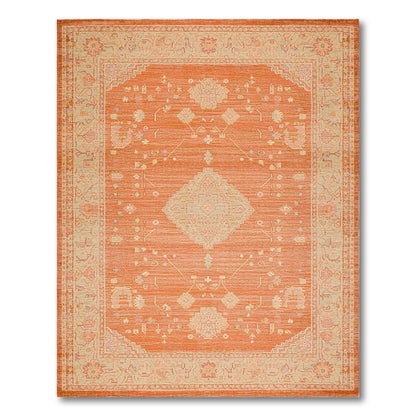 Orange Distressed Vintage Medallion Area Rug