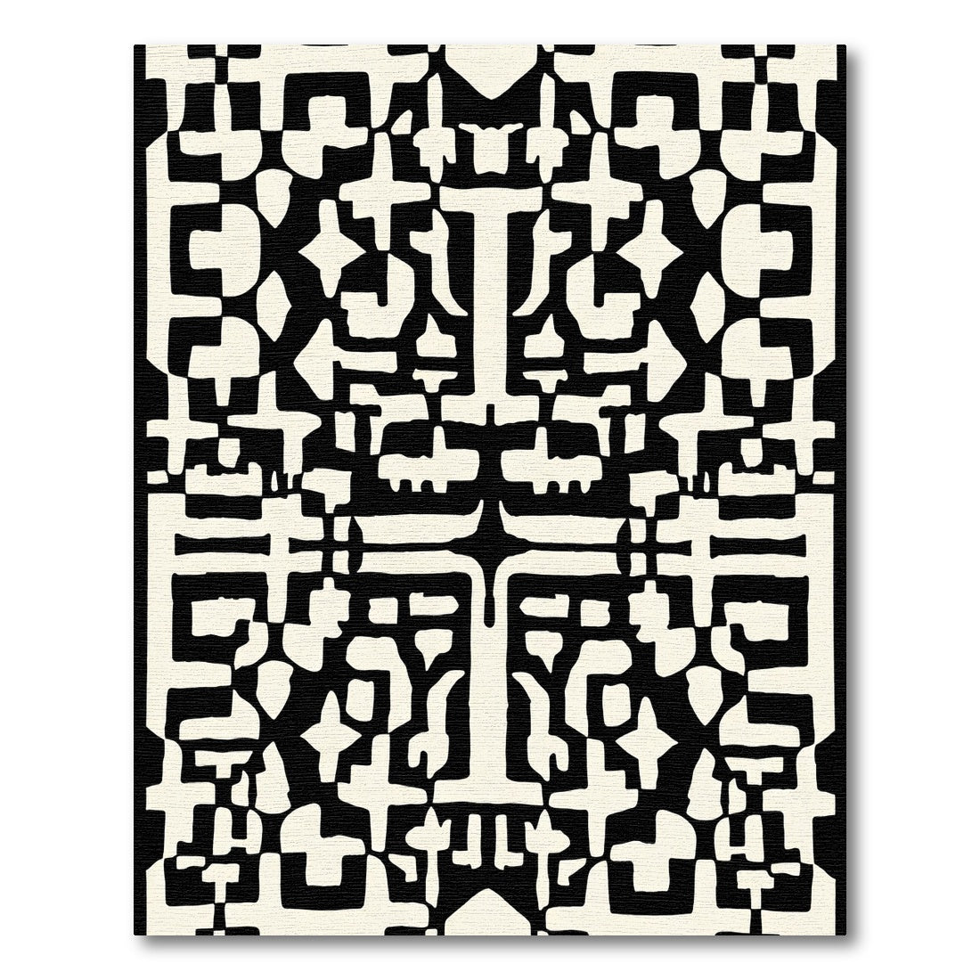 Bold Black IvoryAbstract Block Rug