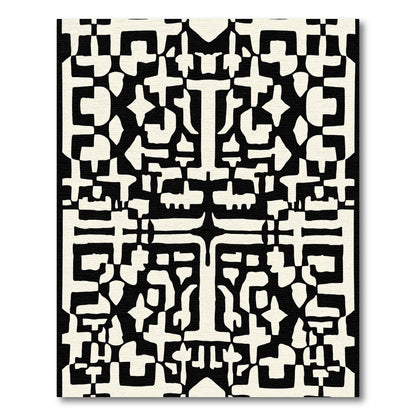 Bold Black IvoryAbstract Block Rug