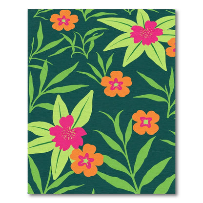 Vibrant Pink Orange Floral Foliage Rug