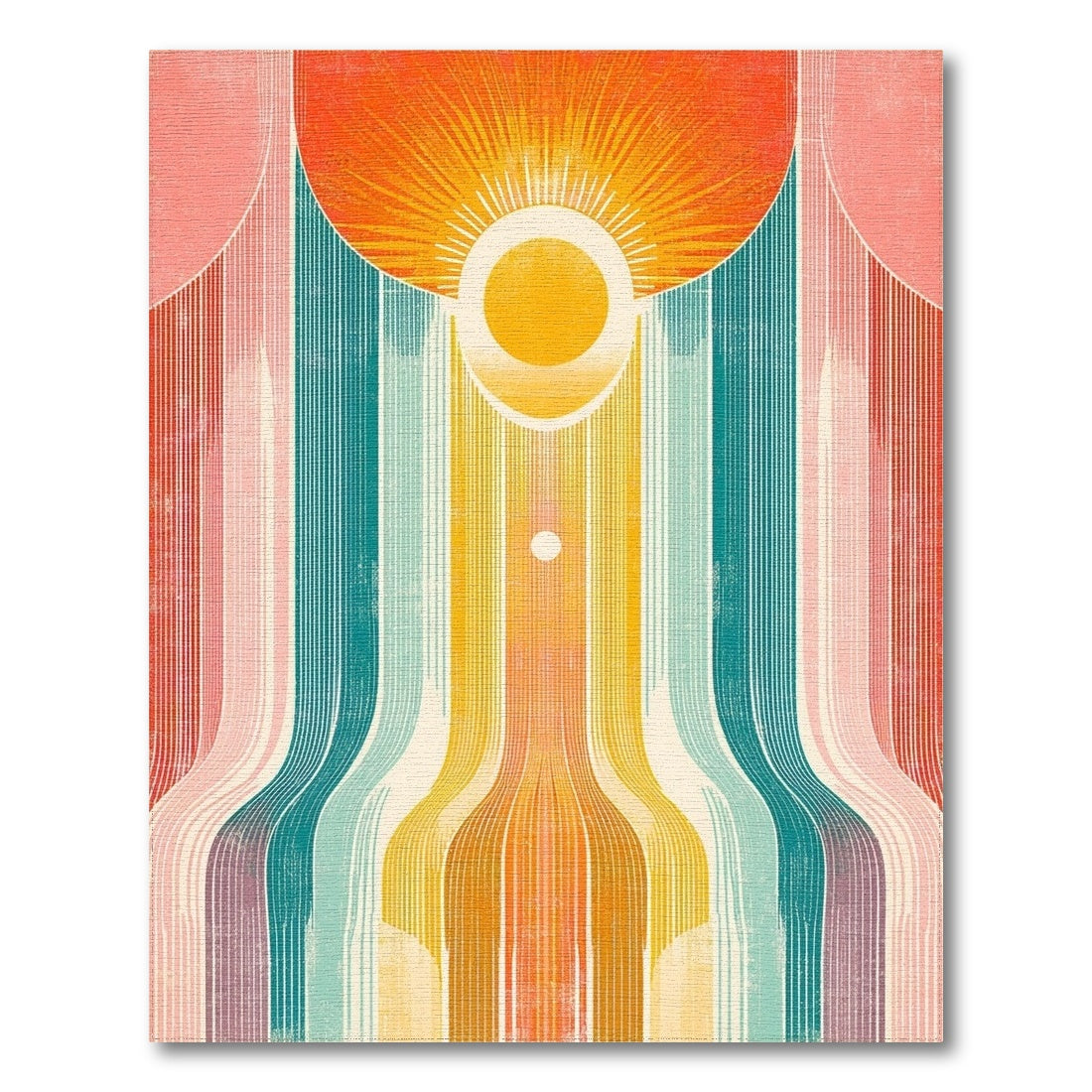 Vibrant Retro Sunburst Area Rug