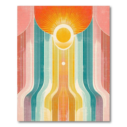 Vibrant Retro Sunburst Area Rug