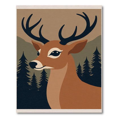 Rustic Deer Forest Landscape Accent Rug