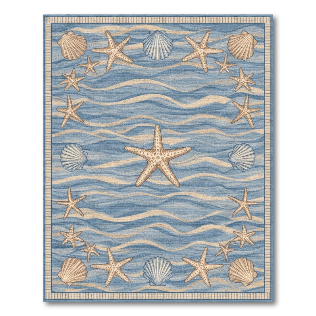 Blue Coastal Starfish Area Rug