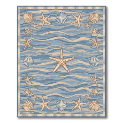 Blue Coastal Starfish Area Rug