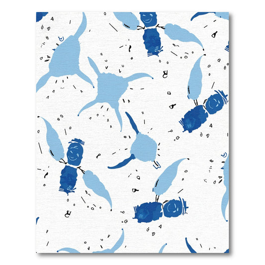 Whimsical Blue Blobs Scattered Spots Rug