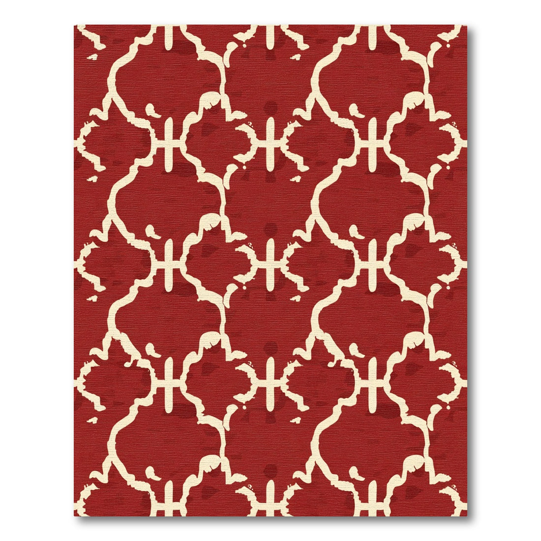 Crimson Cream Quatrefoil Lattice Rug