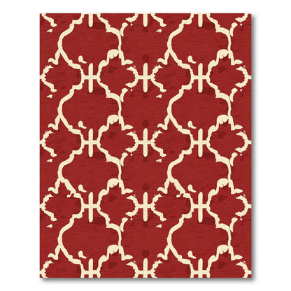 Crimson Cream Quatrefoil Lattice Rug