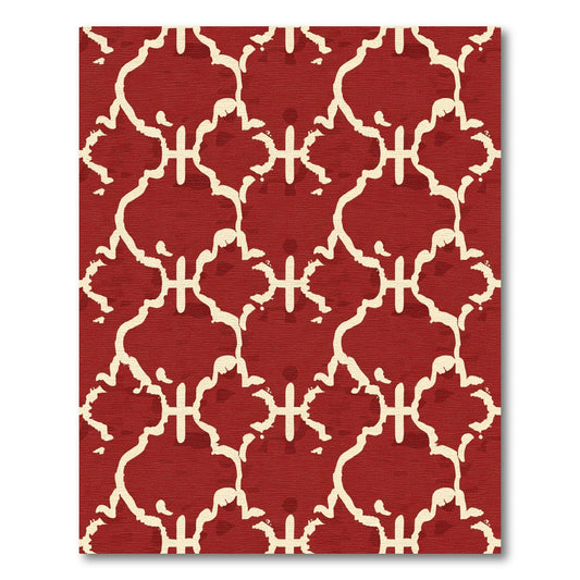 Crimson Cream Quatrefoil Lattice Rug