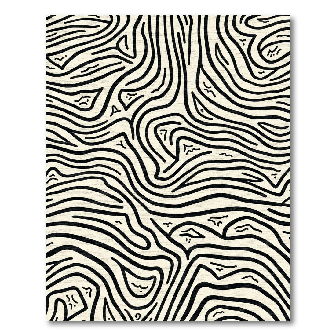Cream And Black Contour Lines Rug