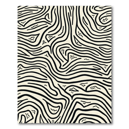 Cream And Black Contour Lines Rug