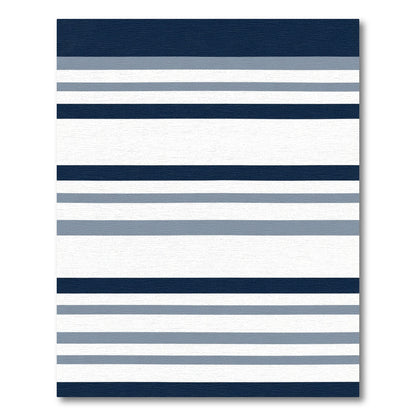 Navy Blue Gray White Horizontal Stripe Rug