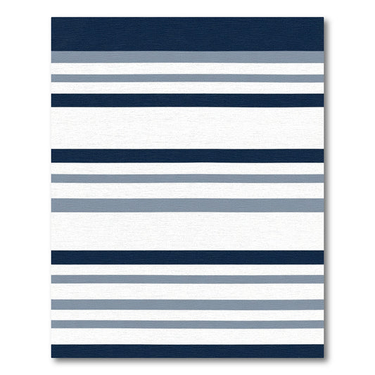 Navy Blue Gray White Horizontal Stripe Rug