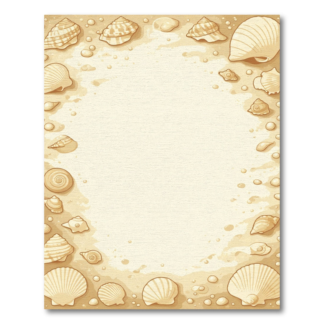 Beige Seashell Border Natural Rug