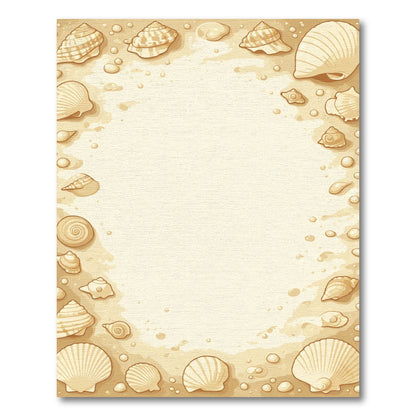 Beige Seashell Border Natural Rug