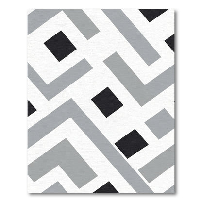 Monochrome Geometric Maze Pattern Rug