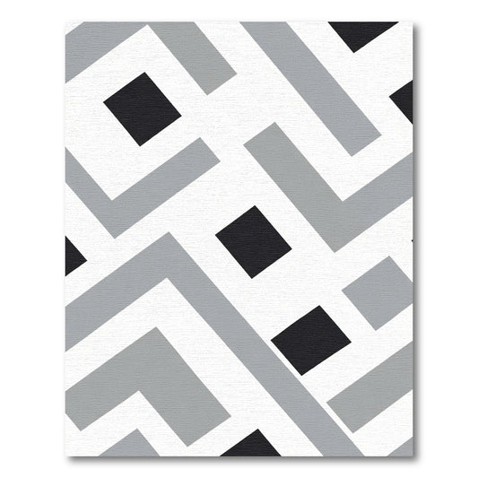 Monochrome Geometric Maze Pattern Rug