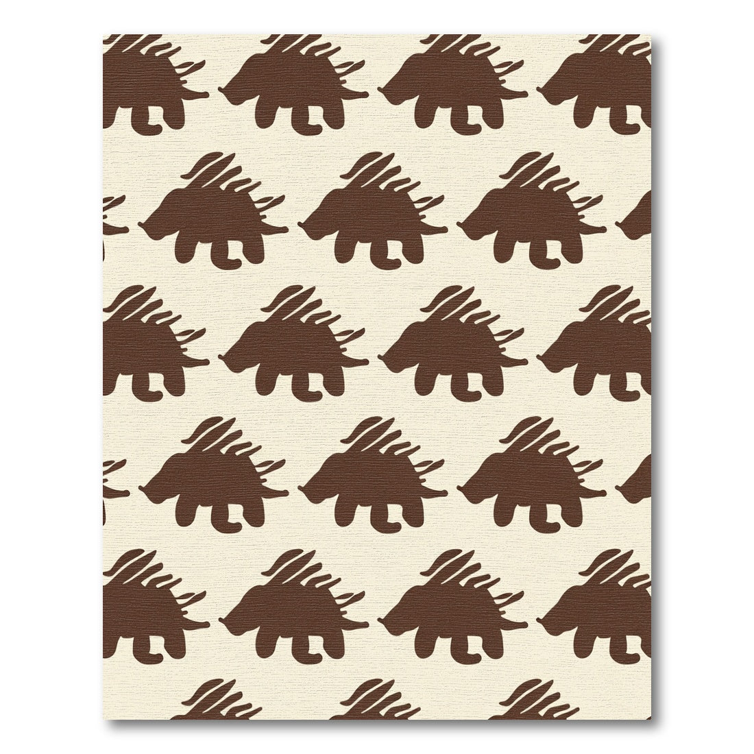 Brown Hedgehog Repeating Pattern Rug