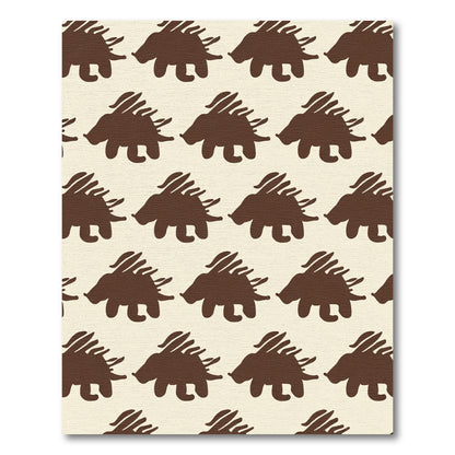Brown Hedgehog Repeating Pattern Rug