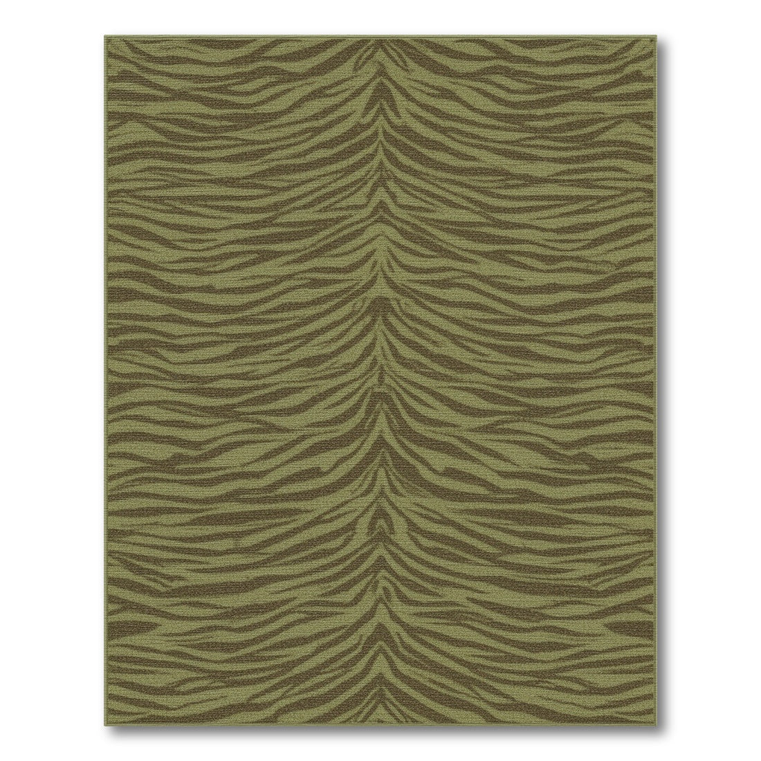 Green Wavy Stripe Washable Area Rug