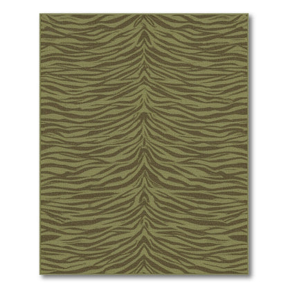 Green Wavy Stripe Washable Area Rug