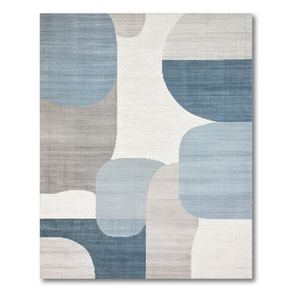 Blue Teal Abstract Circle Area Rug