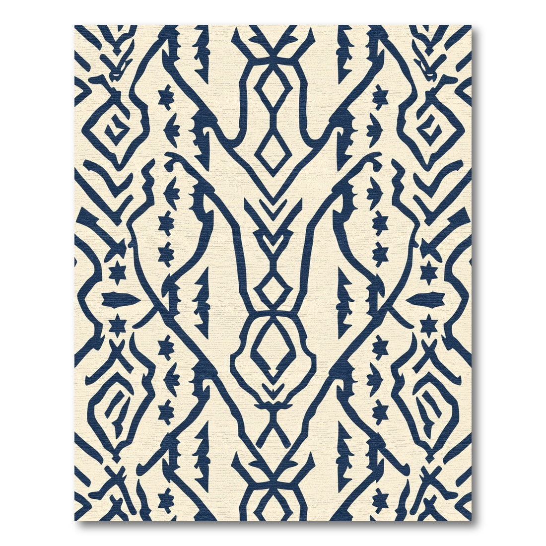 Cream Navy Abstract Ethnic Diamond Rug
