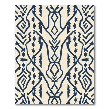 Cream Navy Abstract Ethnic Diamond Rug