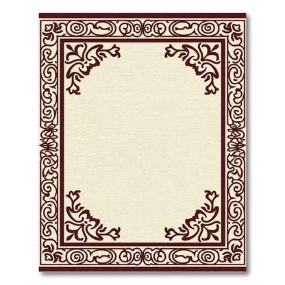 Maroon Ornate Scroll Border Rug