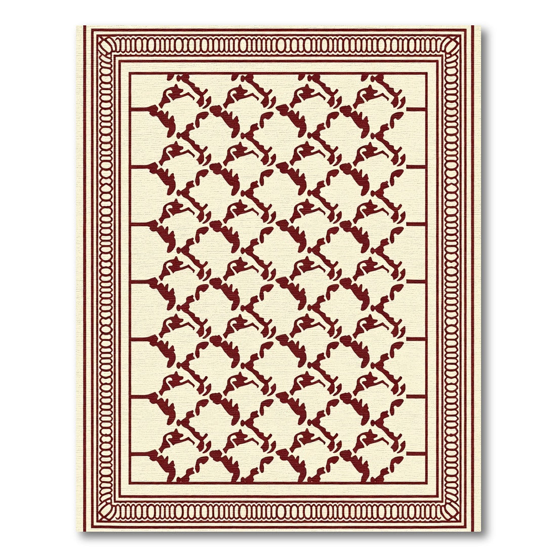 Crimson Lattice Bordered Rug
