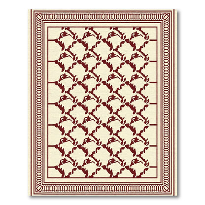 Crimson Lattice Bordered Rug