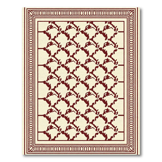 Crimson Lattice Bordered Rug