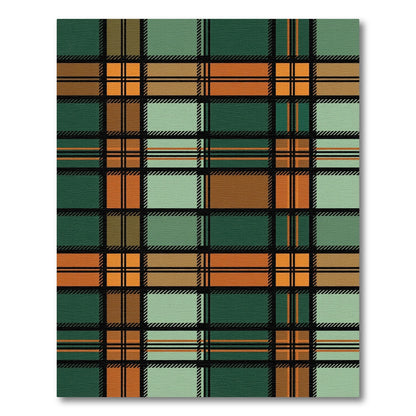 Forest Green Orange Plaid Checkered Rug