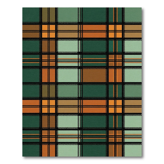 Forest Green Orange Plaid Checkered Rug