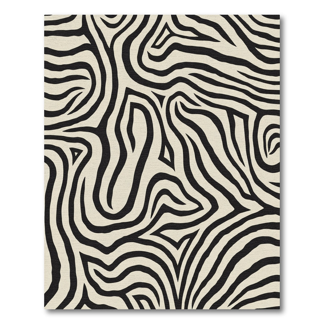 Cream Black Abstract Zebra Stripe Rug